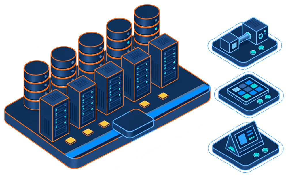 Isometric diagram. The Anonomatic protection layer is built into the Teradata environment, and protected data flows on to optional Anonomatic capabilities beside it.